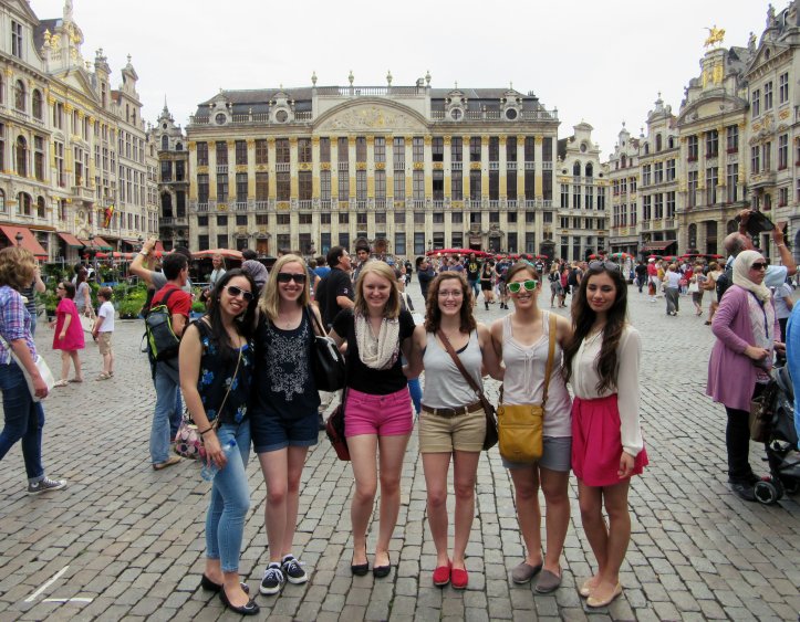 Where the flower market usually is in Brussels, Belgium