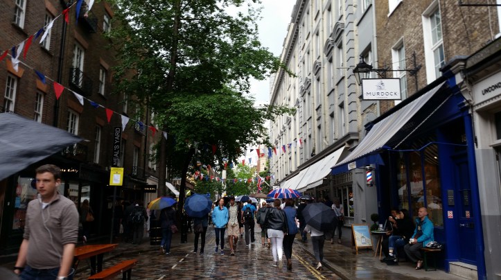 Seven Dials in London decorated for the Jubilee