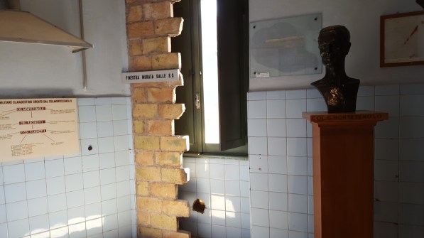 This kitchen was bricked up and became a prison cell in the SS headquarters during WWII.